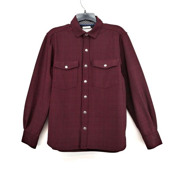 Jos. A. Bank Shirt/Jacket Mens Size M Red Plaid Snap Button Up Long Sleeve Heavy - Picture 1 of 6
